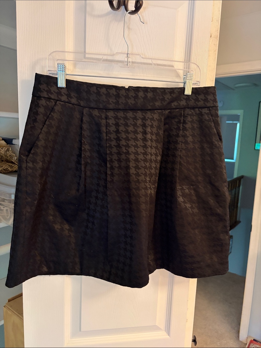Halogen Black Houndstooth A-Line Skirt